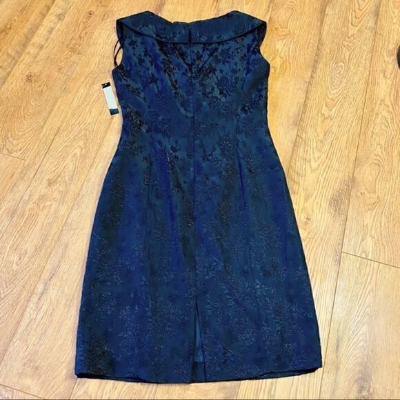 TAHARI KRISTINA BLACK BROCADE FLORAL DRESS 4 NWT - Picture 4 of 15